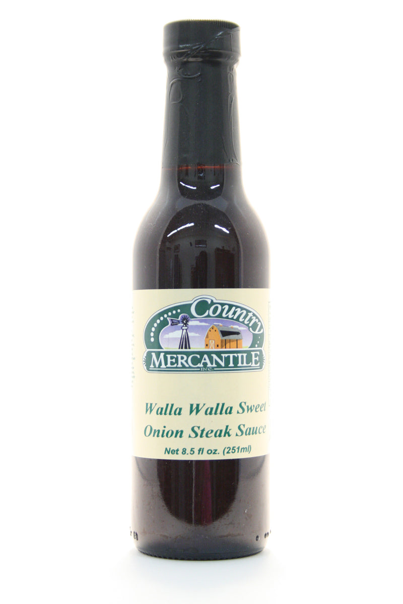 Country Mercantile Walla Walla Sweet Onion Steak Sauce. Net Wt. 12 oz.